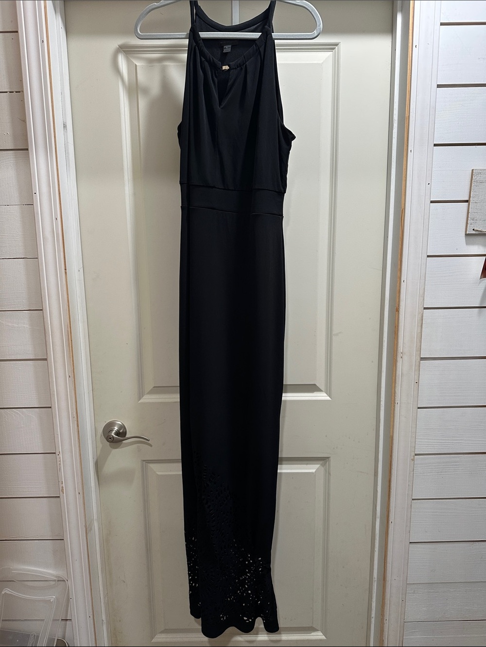 Worthington Black Halter Maxi Dress with Subtle Hem Detail